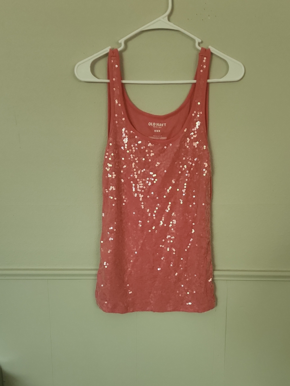 Old Navy Coral Pink Sequin Tank